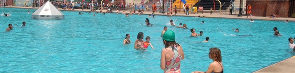 Swimmers enjoy sunny day in Red Hook Pool