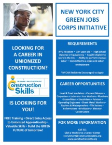 Construction Skills is currently recruiting for Green Jobs Corps 